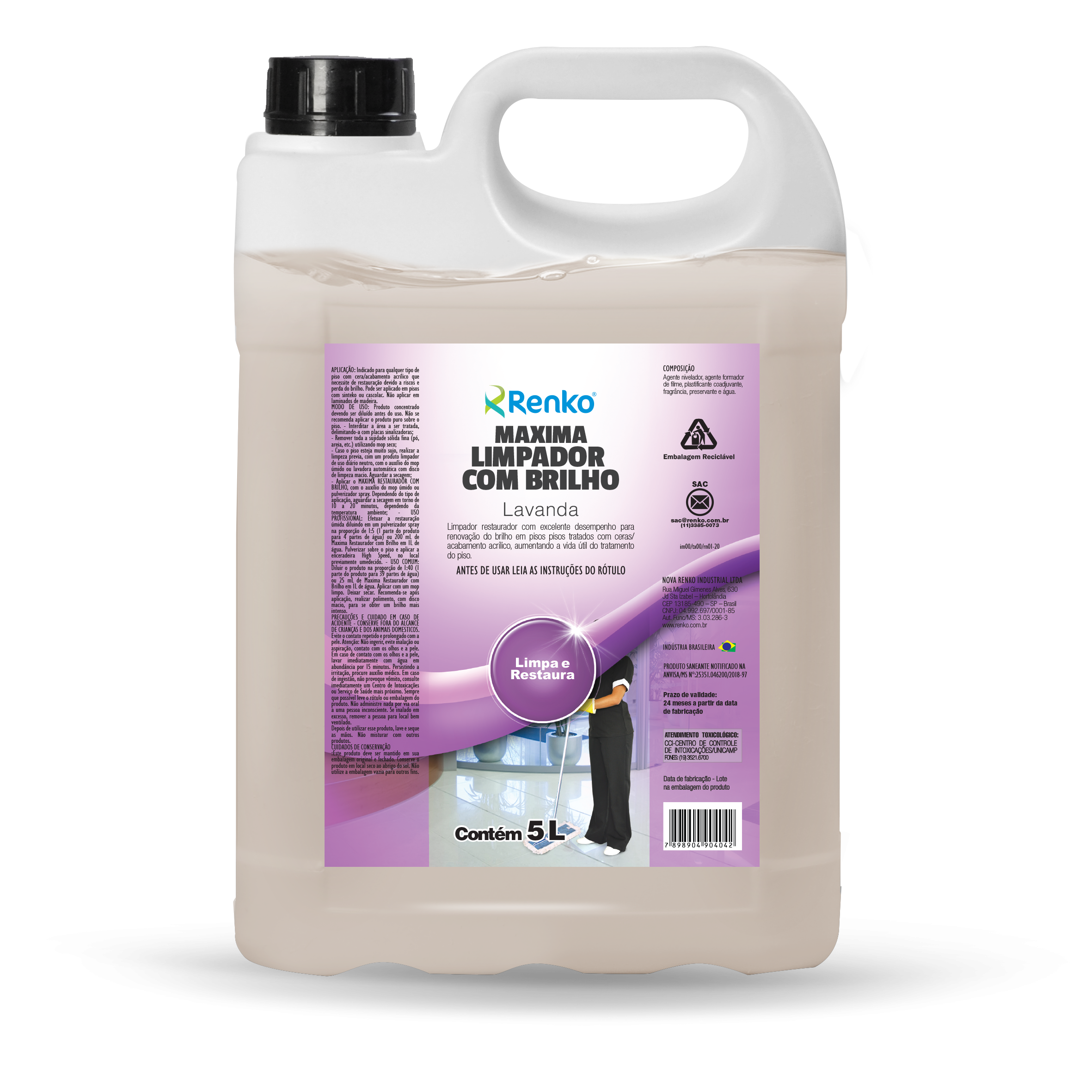 MAXIMA CERA RESTAURADOR COM BRILHO LAVANDA 5LTS RENKO