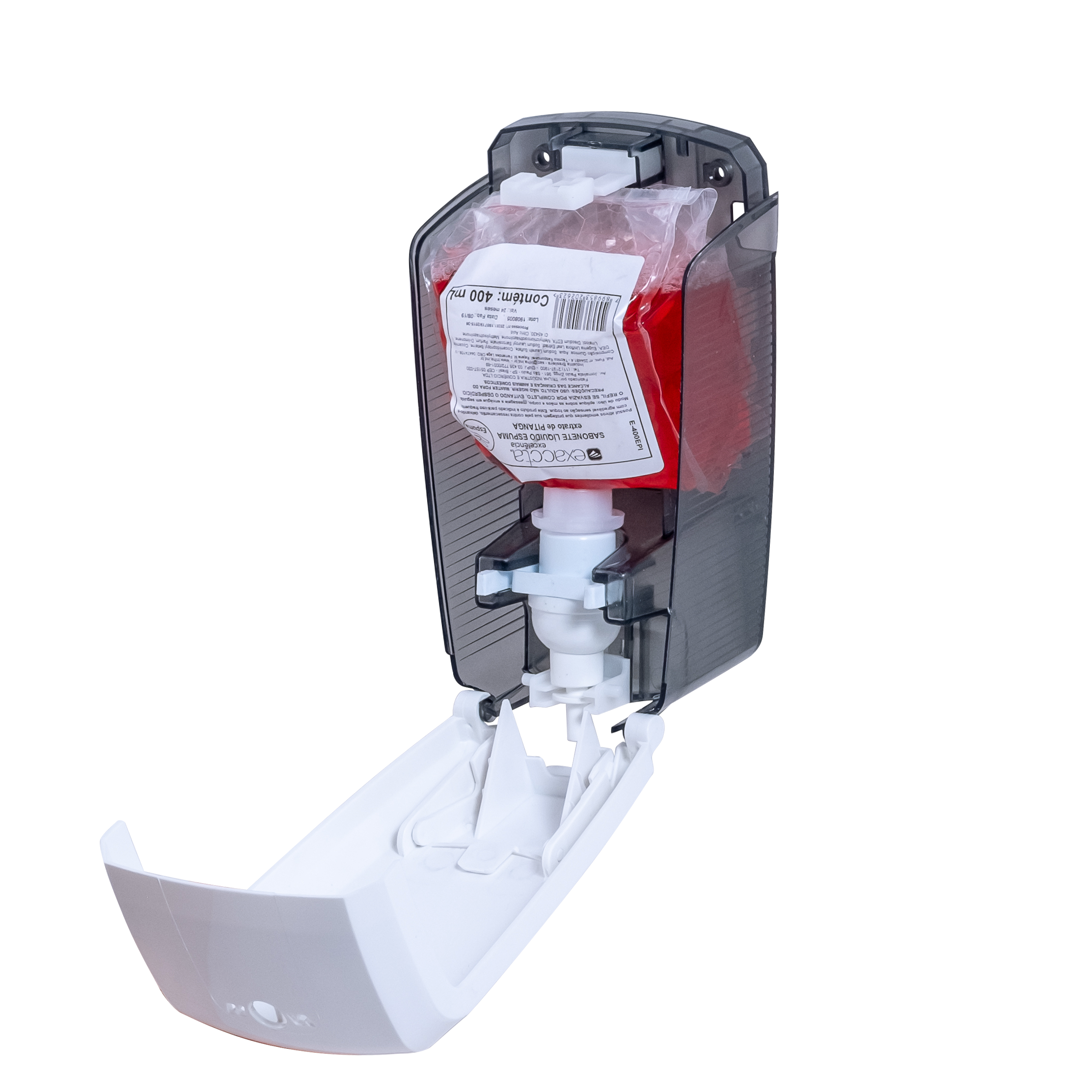 SABONETEIRA MINI ESPUMA P/REFIL BRANCO/FUME
