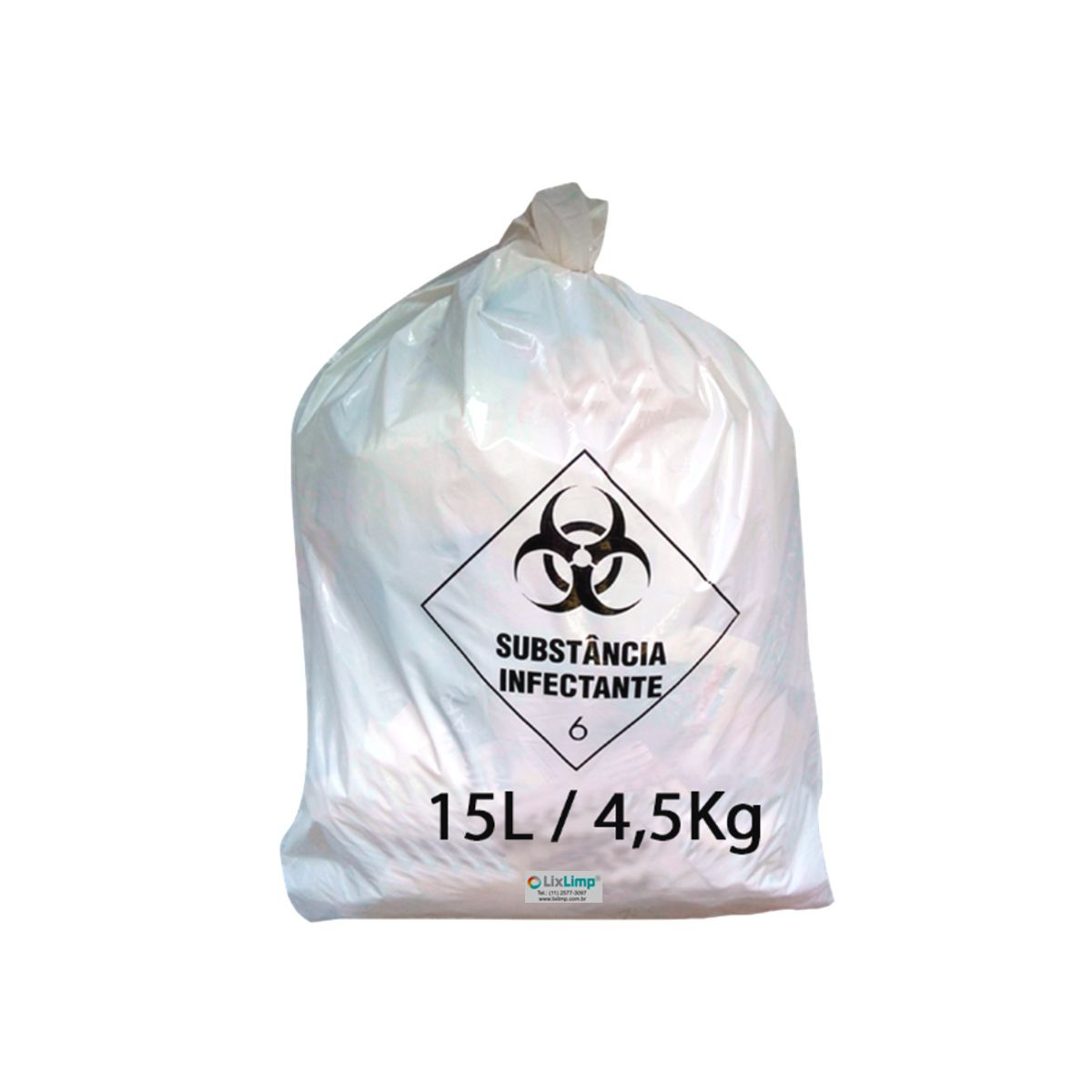 SACOS DE LIXO HOSPITALAR 15LTS - FARDO C/100 UND