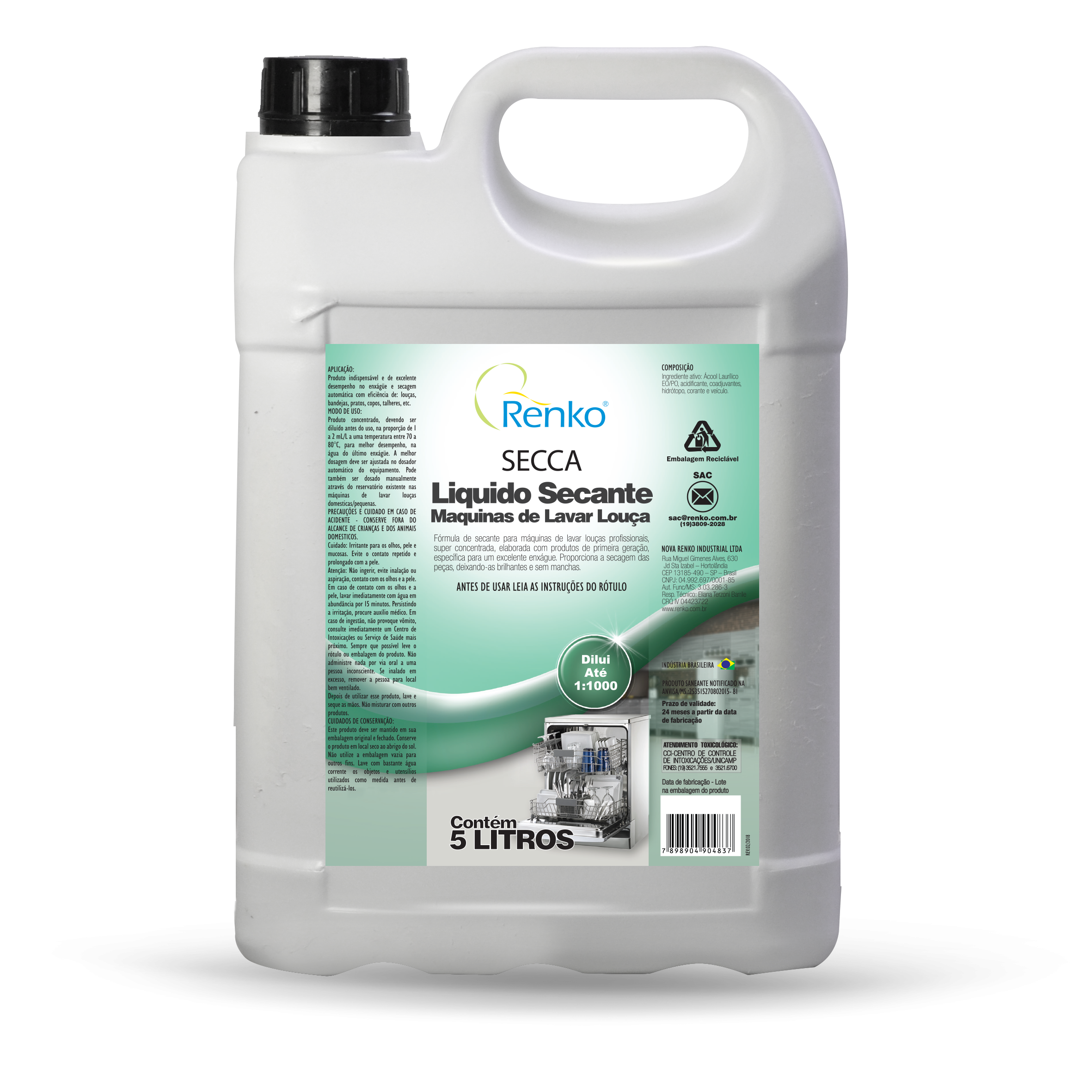 SECCA SECANTE LAVA LOUCA PROF 5LTS